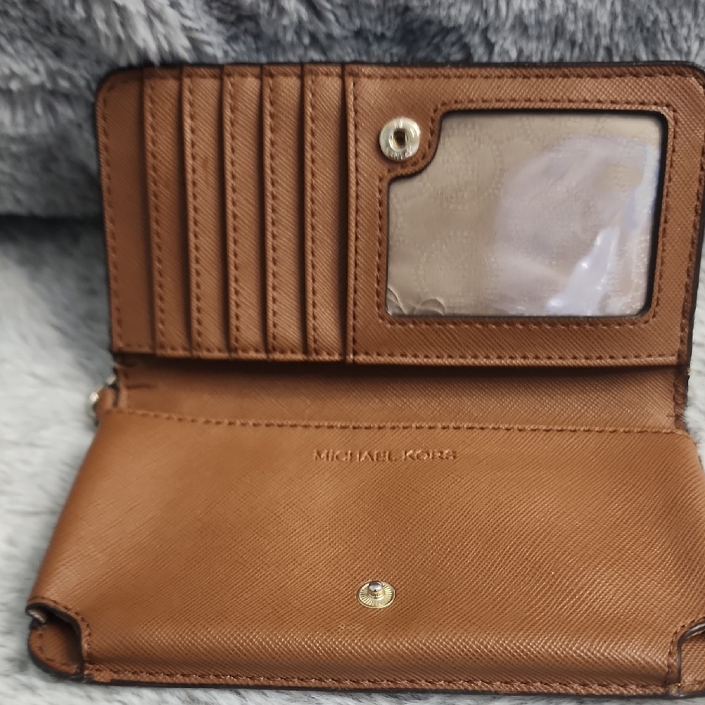 Michael Kors Beige and Brown Logo Wristlet - Picture 4 of 7